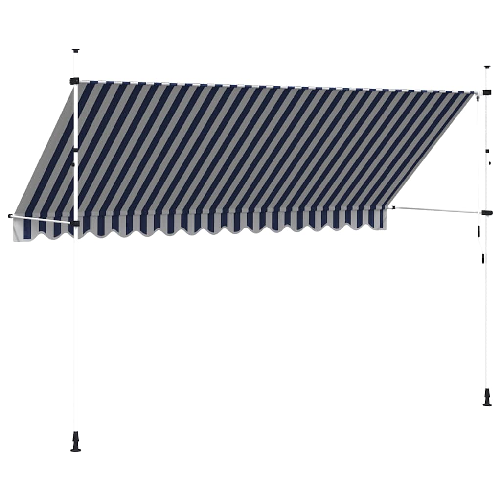 Manual Retractable Awning 400 cm Blue and White Stripes