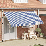 Manual Retractable Awning 400 cm Blue and White Stripes