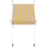 Manual Retractable Awning 150 cm Yellow and Blue Stripes - Side View