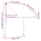 Manual Retractable Awning 150 cm Yellow and Blue Stripes - Low Angle