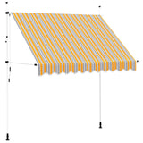 Manual Retractable Awning 250 cm Yellow and Blue Stripes - Front View