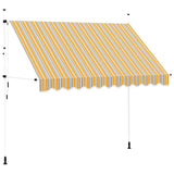 Manual Retractable Awning 300 cm Yellow and Blue Stripes - Front View