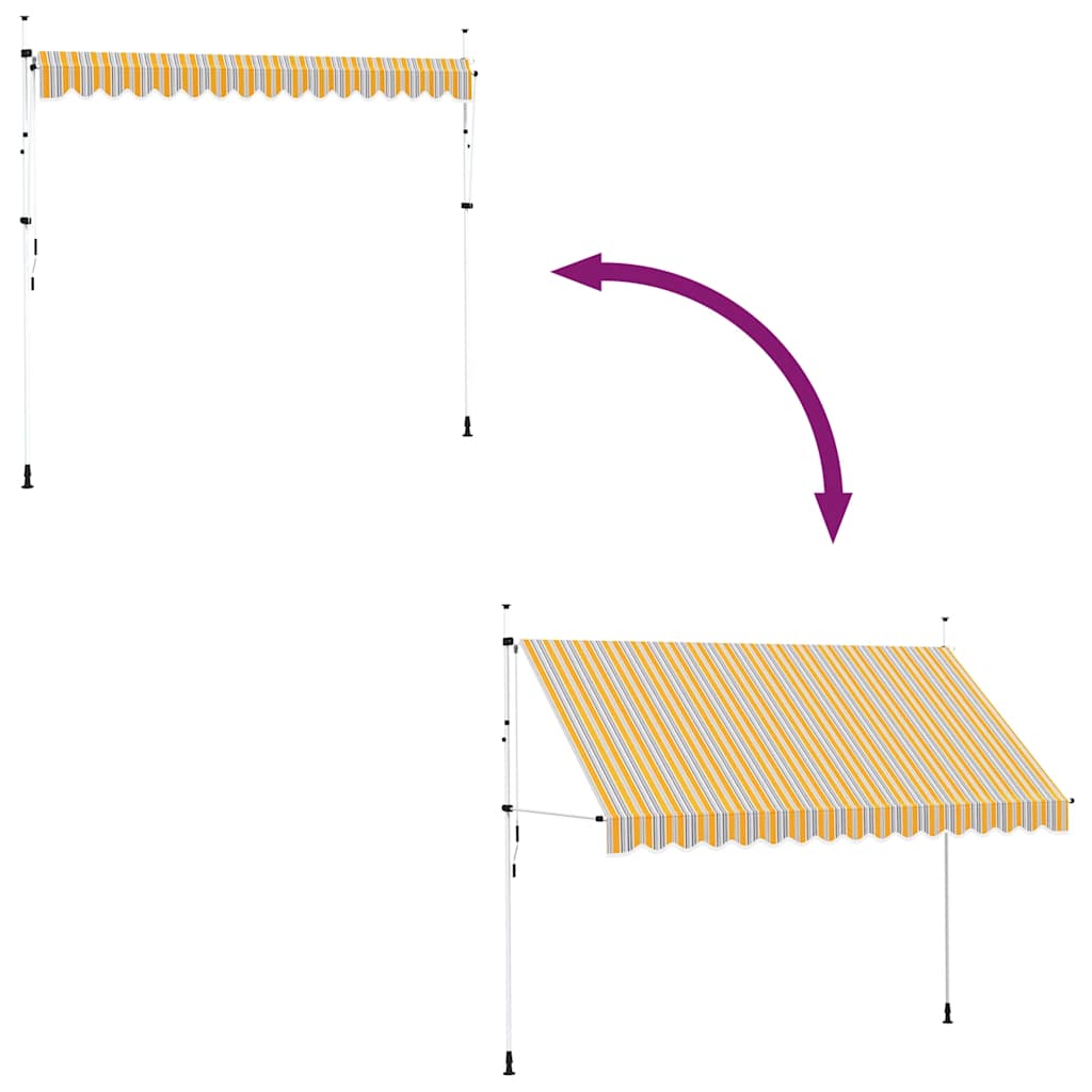 Manual Retractable Awning 350 cm Yellow and Blue Stripes