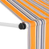 Manual Retractable Awning 400 cm Yellow and Blue Stripes - Side View