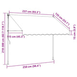 Manual Retractable Awning 250 cm Orange and White Stripes - Close-Up Angle