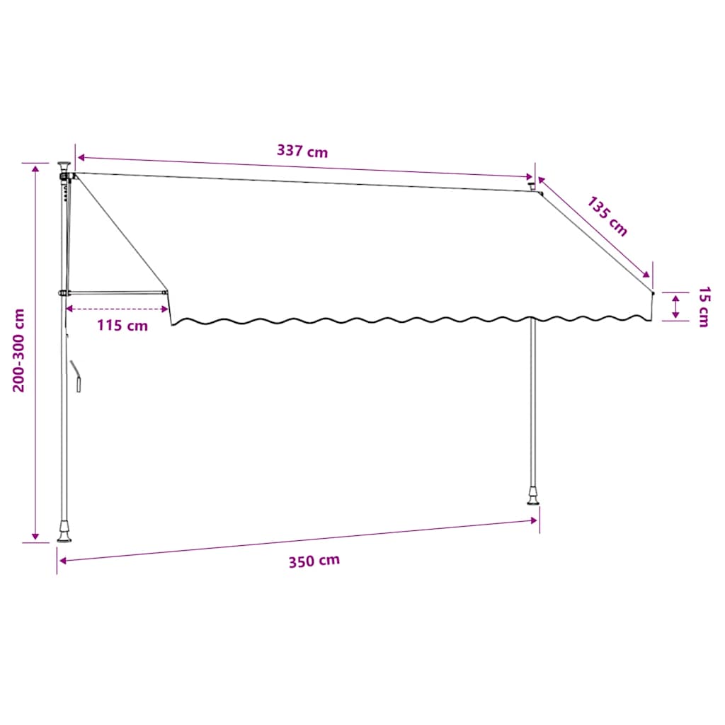 Manual Retractable Awning 350 cm Orange and White Stripes