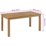 Coffee Table Teak 90x50x45 cm - Rear View
