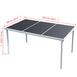 Garden Table 150x90x74 cm Black Steel - Top-Down View