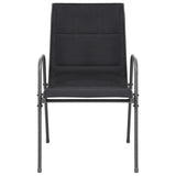 Stackable Garden Chairs 6 pcs Steel and Textilene Black - Side View