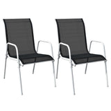 3 Piece Bistro Set Steel Black - Top-Down View