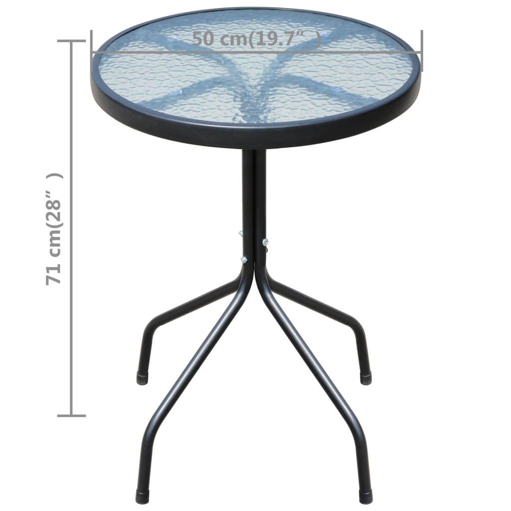 3 Piece Bistro Set Steel Black