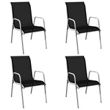 5 Piece Outdoor Dining Set Steel Black - 45-Degree Angle