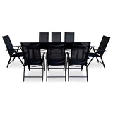 9 Piece Folding Outdoor Dining Set Aluminium Black