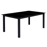 9 Piece Folding Outdoor Dining Set Aluminium Black - Side View