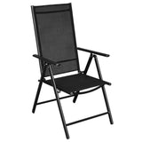 9 Piece Folding Outdoor Dining Set Aluminium Black - Top-Down View