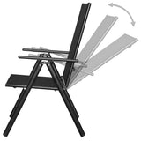 9 Piece Folding Outdoor Dining Set Aluminium Black - Rear View