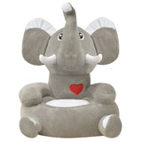 Plush Children's Chair Elephant Grey - Front View