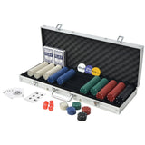 Poker Set with 500 Chips Aluminium - Front View