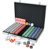 Poker Set with 1000 Chips Aluminium - Front View
