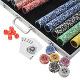 Poker Set with 1000 Laser Chips Aluminium - Side View