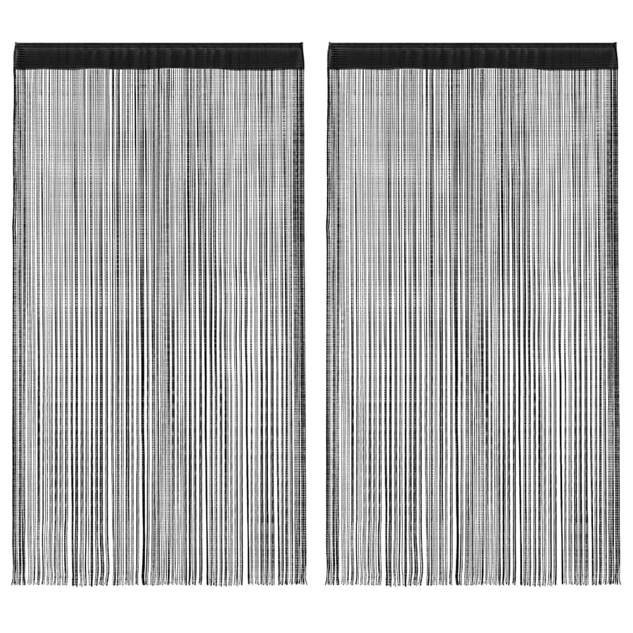 String Curtains 2 pcs 100x250 cm Black