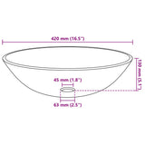 Basin Tempered Glass 42 cm Frosted - Top-Down View