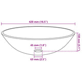 Basin Tempered Glass 42 cm Gold - Top-Down View