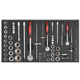 Workshop Tool Trolley with 1125 Tools Steel Red - Close-Up Angle
