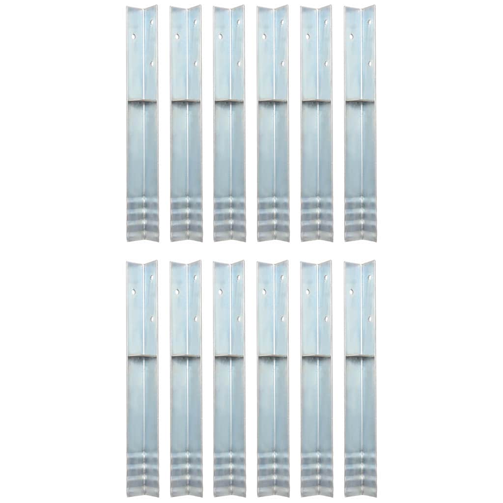 L-shaped Ground Anchors 12 pcs Galvanised Steel 5x5x50 cm