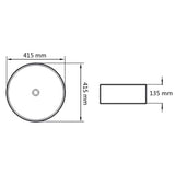 Basin Round Ceramic White 41.5x13.5 cm - 45-Degree Angle
