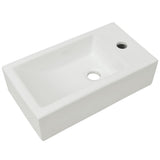 Basin with Faucet Hole Rectangular Ceramic White 46x25.5x12 cm - Front View