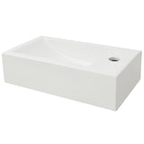 Basin with Faucet Hole Rectangular Ceramic White 46x25.5x12 cm - Side View