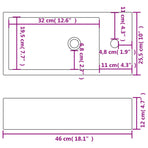 Basin with Faucet Hole Rectangular Ceramic White 46x25.5x12 cm
