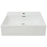 Basin with Faucet Hole Ceramic White 51.5x38.5x15 cm - Side View