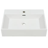 Basin with Faucet Hole Ceramic White 60.5x42.5x14.5 cm - Side View