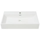 Basin with Faucet Hole Ceramic White 76x42.5x14.5 cm - Side View