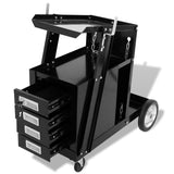 Welding Cart with 4 Drawers Black - Side View