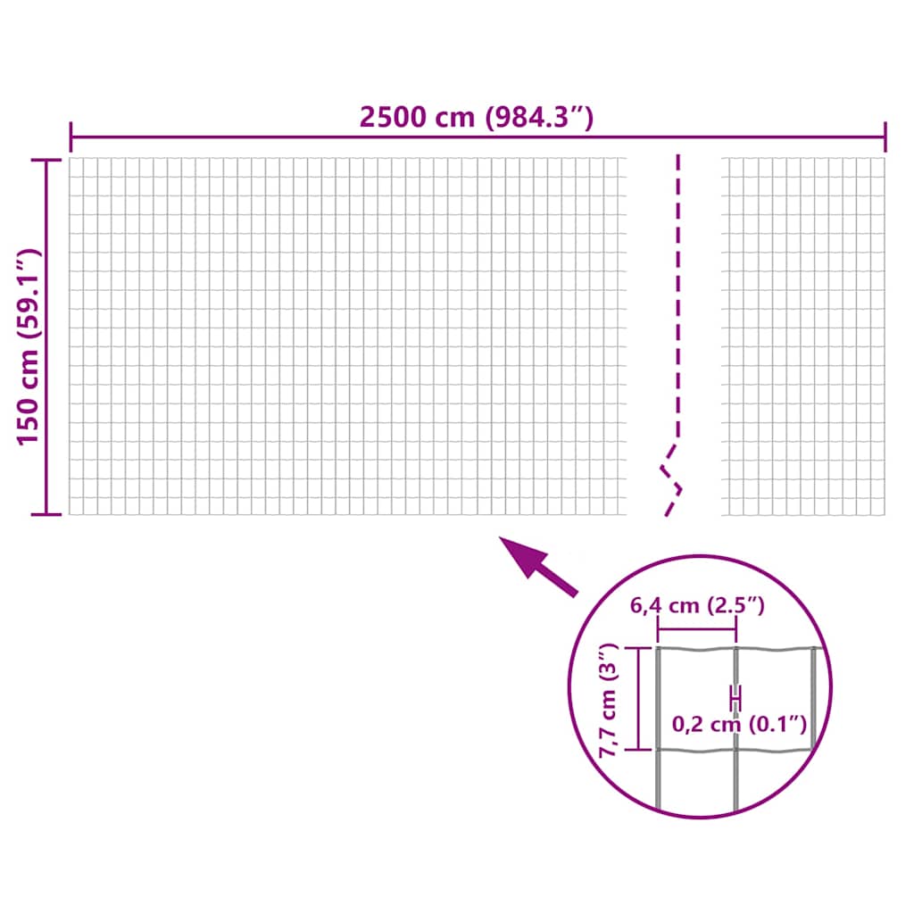 Euro Fence Steel 25x1.5 m Grey
