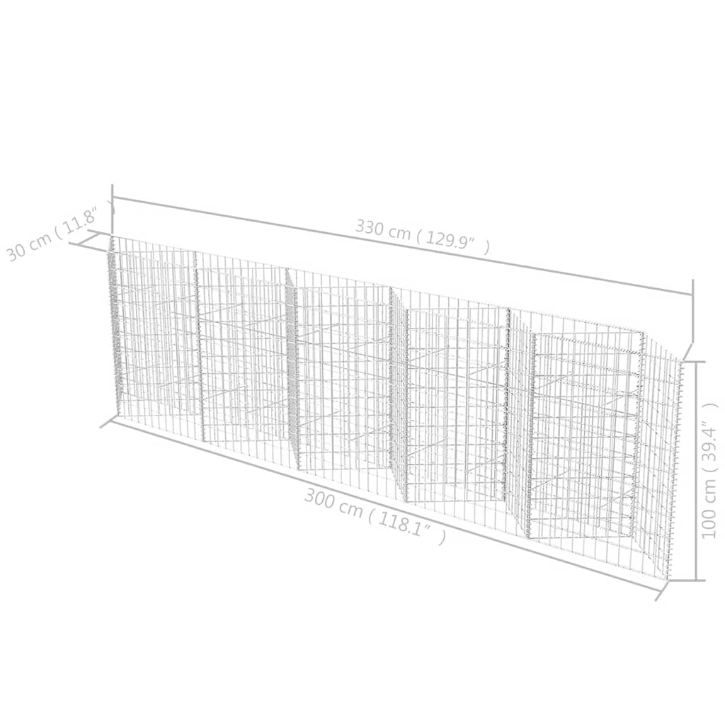 Gabion Basket Galvanised Steel 300x30x100 cm