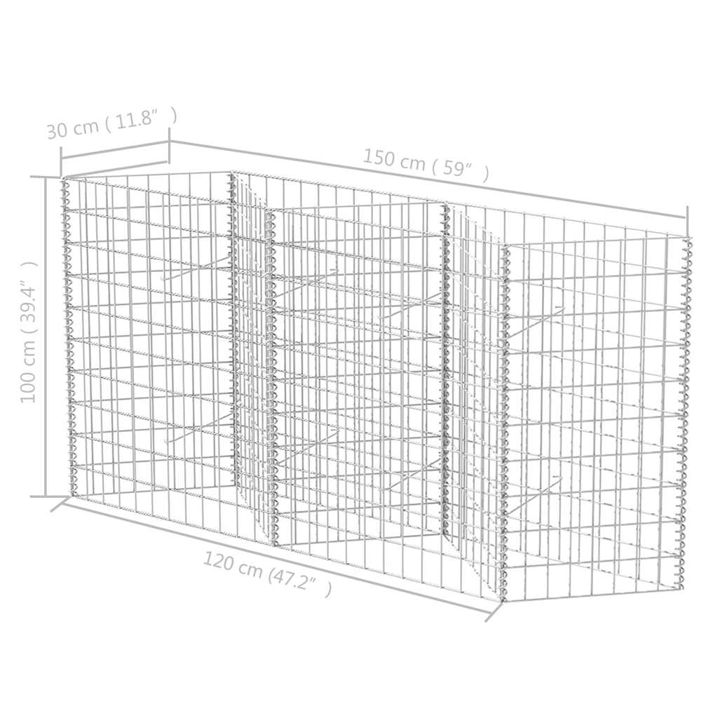 Gabion Basket Galvanised Steel 120x30x100 cm
