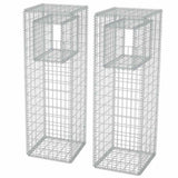 Gabion Basket Posts/Planters 2 pcs Steel 50x50x160 cm - Front View