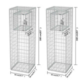 Gabion Basket Posts/Planters 2 pcs Steel 50x50x160 cm - Close-Up Angle