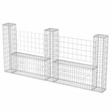 Gabion Basket U-Shape Galvanised Steel 240x20x100 cm - Front View