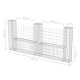 Gabion Basket U-Shape Galvanised Steel 240x20x100 cm