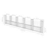 Gabion Basket U-Shape Galvanised Steel 570x20x100 cm - Rear View