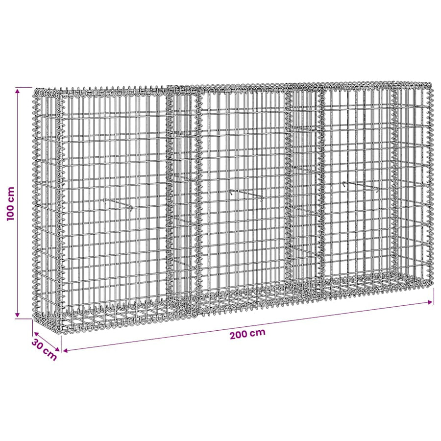 Gabion Basket Galvanised Steel 200x30x100 cm