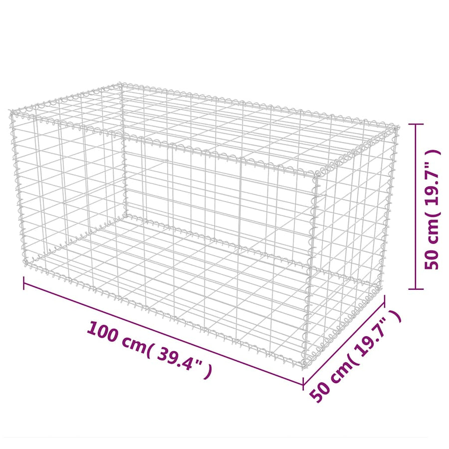 Gabion Basket Galvanised Steel 100x50x50 cm