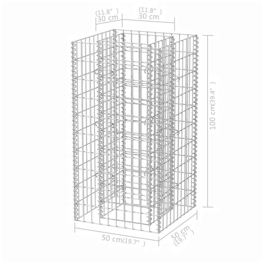 Gabion Raised Bed Steel 50x50x100 cm