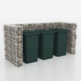 Gabion Triple Wheelie Bin Surround Steel 250x100x120 cm - Side View