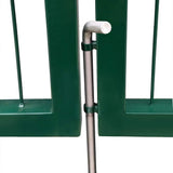 Garden Fence Gate with Posts 350x100 cm Steel Green - Top-Down View
